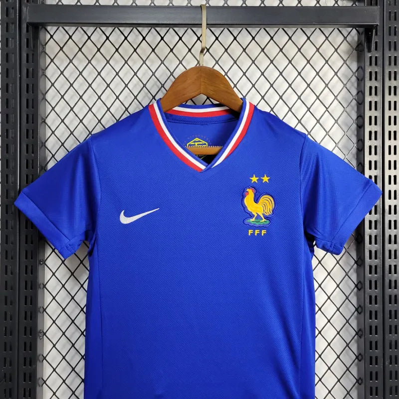 France Dayot Upamecano 4 Kids Home Soccer Jersey Euro 2024