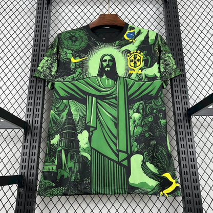 Brazil Jesus Christ the Redeemer Special Edition Soccer Jersey 2025-2026 - Green