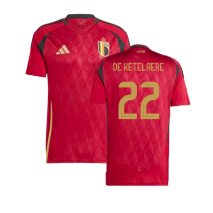 Belgium Charles De Ketelaere 22 Home Soccer Jersey UEFA Euro 2024