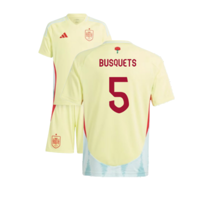 Spain Sergio Busquets 5 Kids Away Soccer Jersey Euro 2024