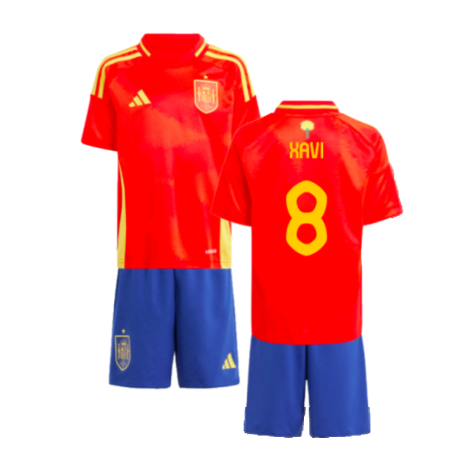 Spain Xavi 8 Kids Home Soccer Jersey Euro 2024