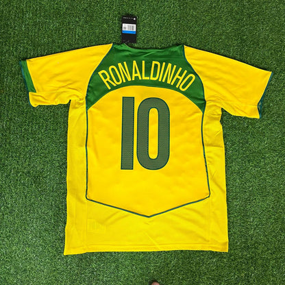 Brazil Ronaldinho 10 Home Retro Soccer Jersey 2004-2006