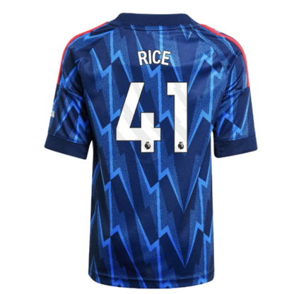 Arsenal Declan Rice 41 Kids Away Soccer Jersey 2025-2026