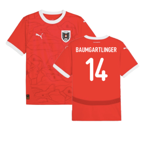 Austria Christoph Baumgartner 14 Home Soccer Jersey Euro 2024
