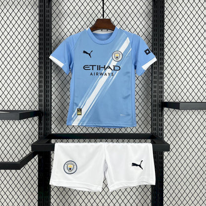 Manchester City Erling Haaland 9 Kids Home Soccer Jersey 2025-2026