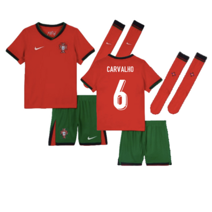 Portugal Ricardo Carvalho 6 Kids Home Soccer Jersey Euro 2024