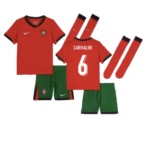 Portugal Ricardo Carvalho 6 Kids Home Soccer Jersey Euro 2024