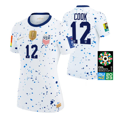 USA Women's Alana Cook 12 Home Soccer Jersey World Cup 2023