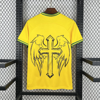Brazil X Cristo Redentor Cross Special Edition Soccer Jersey 2025-2026 - Gelb