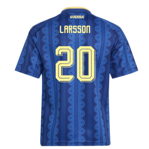 Sweden Hugo Larsson 20 Away Soccer Jersey World Cup 2026