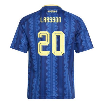 Sweden Hugo Larsson 20 Away Soccer Jersey World Cup 2026
