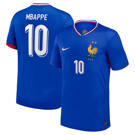 France Kylian Mbappé 10 Home Soccer Jersey Euro 2024
