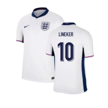 England Gary Lineker 10 Home Soccer Jersey Euro 2024
