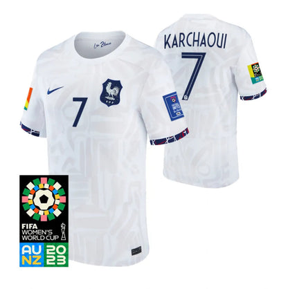 France Sakina Karchaoui 7 Men's Away Soccer Jersey World Cup 2023