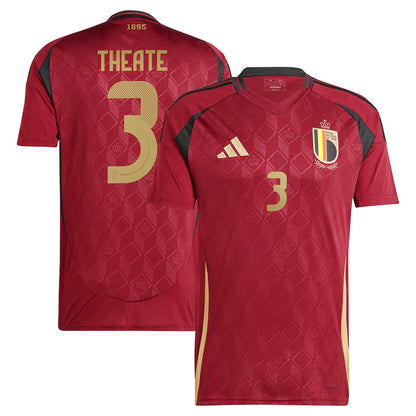Belgium Arthur Theate 3 Home Soccer Jersey UEFA Euro 2024