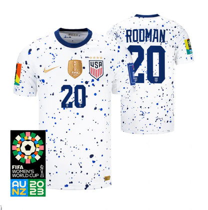 USA Trinity Rodman 20 Home Soccer Jersey - World Cup 2023