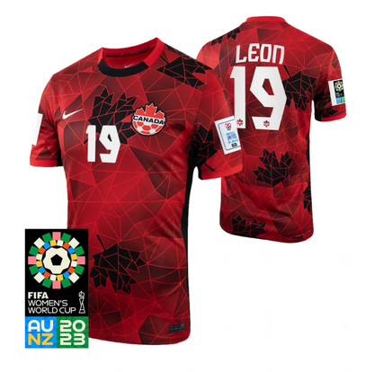 Canada Adriana Leon 19 Home Soccer Jersey World Cup 2023