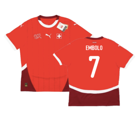 Switzerland Breel Embolo 7 Home Soccer Jersey Euro 2024