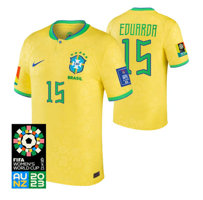 Brazil Maria Eduarda 15 Home Soccer Jersey World Cup 2023