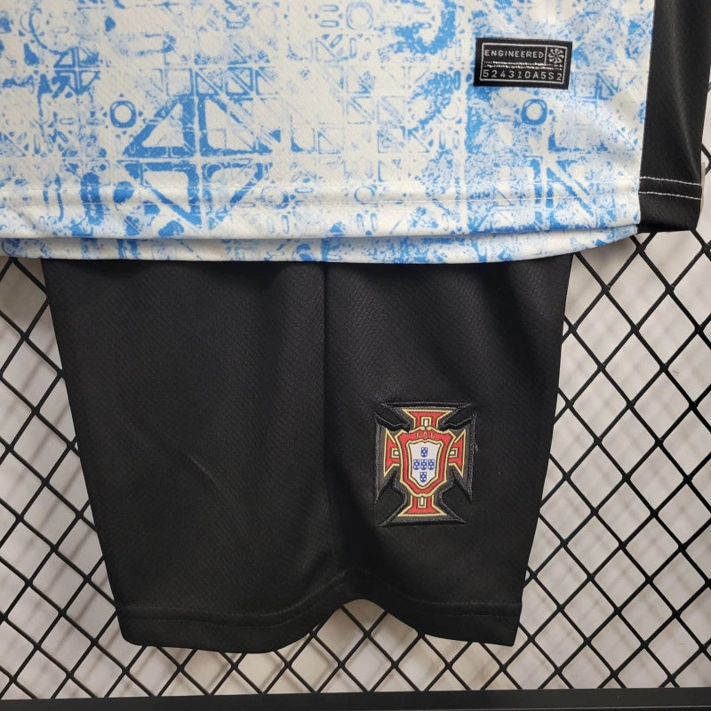Portugal Luís Figo 7 Kids Away Soccer Jersey Euro 2024