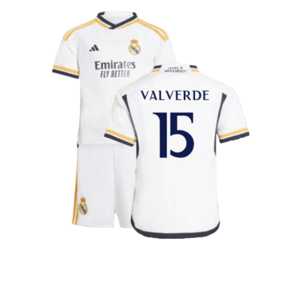 Real Madrid Federico Valverde 15 Kids Home Soccer Jersey 2023/24