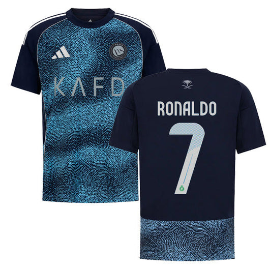 Al Nassr Cristiano Ronaldo 7 Kids Away Soccer Jersey 2025-2026