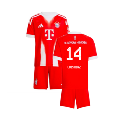 Bayern Munich Luis Díaz 14 Kids Home Soccer Jersey 2025-2026