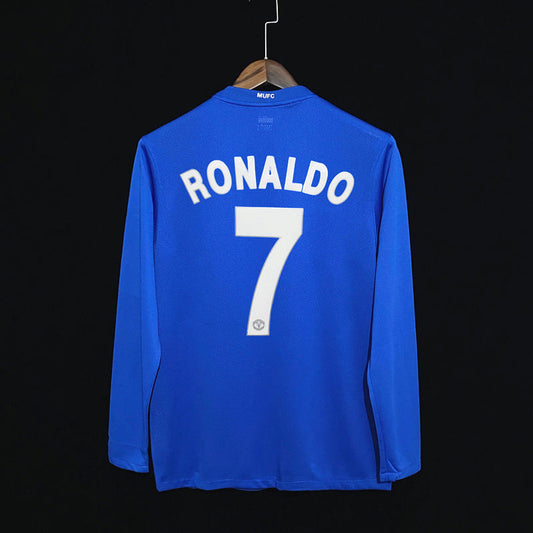 Manchester United Cristiano Ronaldo 7 Retro Long Sleeve Away Soccer Jersey 2007-2008