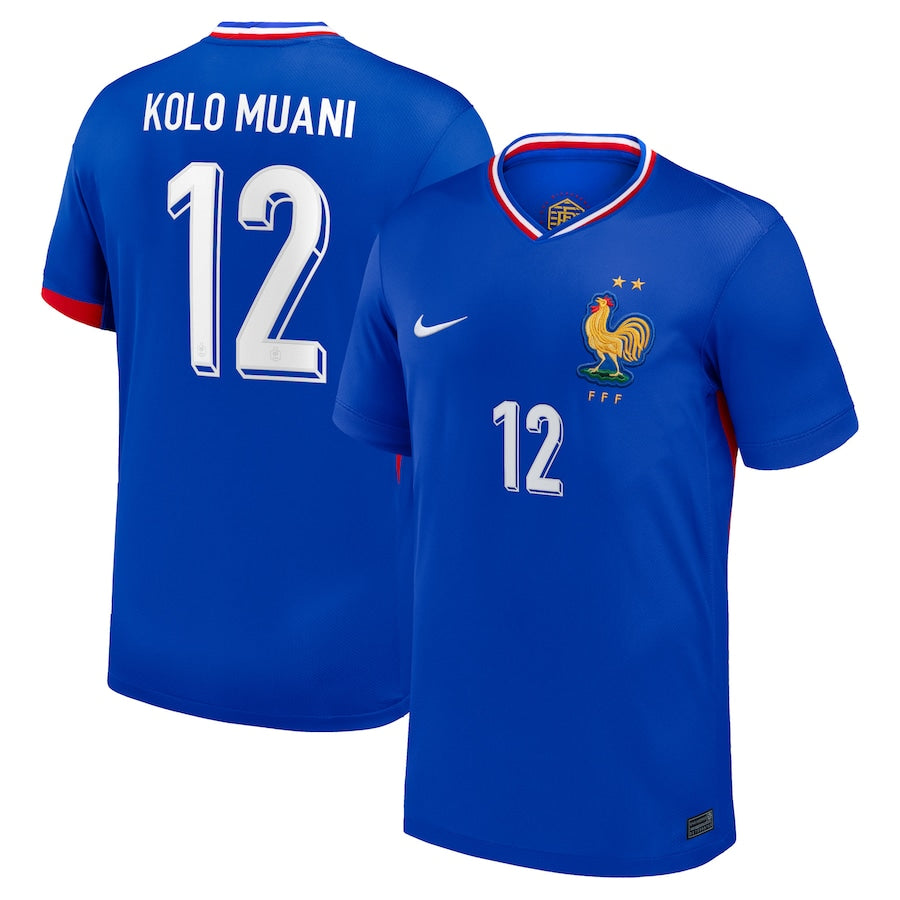 France Randal Kolo Muani 12 Home Soccer Jersey Euro 2024