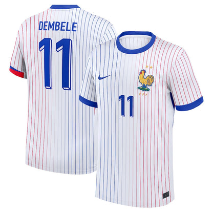 France Ousmane Dembélé 11 Away Soccer Jersey Euro 2024